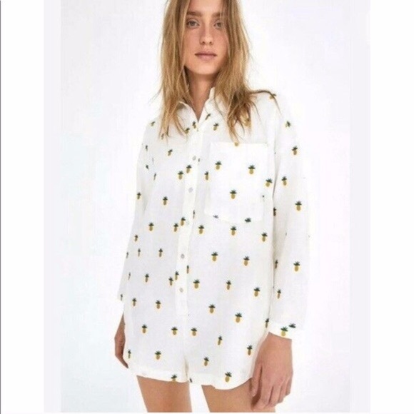 FARM Rio Pants - Farm Rio Pineapple Embroidered Romper